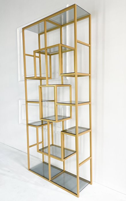 Стеллаж "Martin" золото с прозрачным стеклом (2100х1000х300) - лучшие Стеллажи в INMYROOM