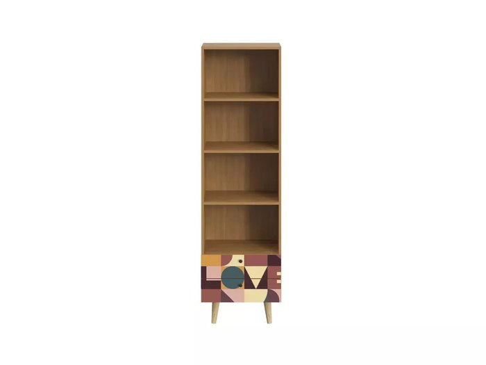 Книжный шкаф Frida с принтом Love и деревянными ножками - купить Книжные шкафы по цене 27900.0