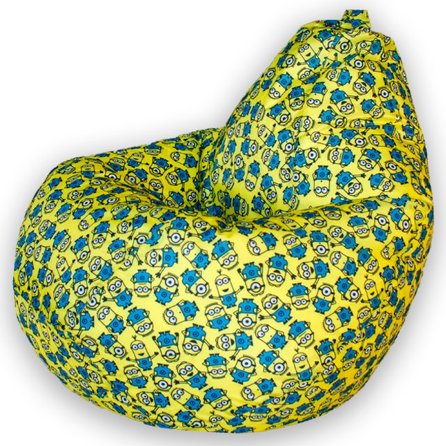 Кресло-мешок Груша 2XL Миньены в обивки из ткани оксфорд желто-синего цвета