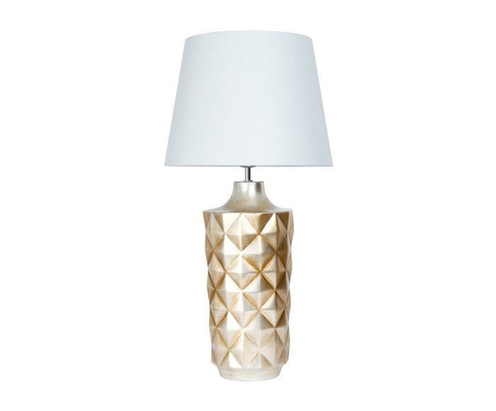 Настольная лампа из керамики с белым абажуром
