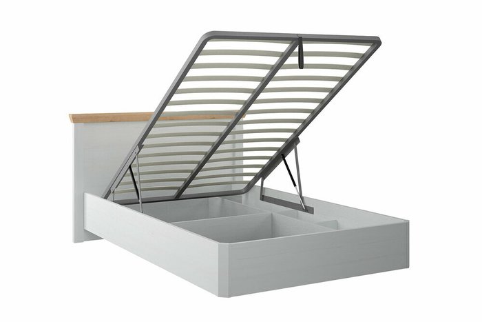 Кровать Магнум 120х200 бело-серого цвета с подъемным механизмом - лучшие Кровати для спальни в INMYROOM