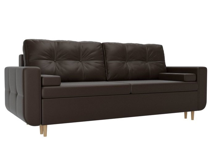 Прямой диван-кровать Кэдмон коричневого цвета (экокожа)