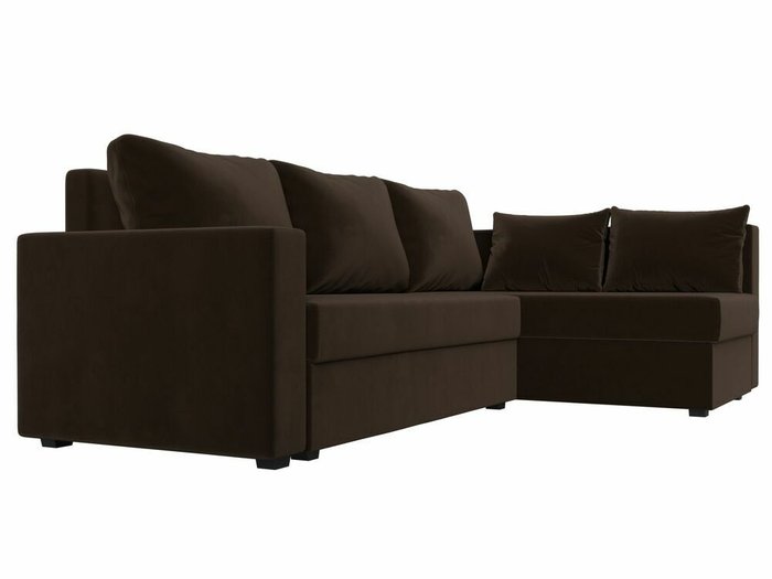 Угловой диван-кровать Мансберг коричневого цвета правый угол - лучшие Угловые диваны в INMYROOM