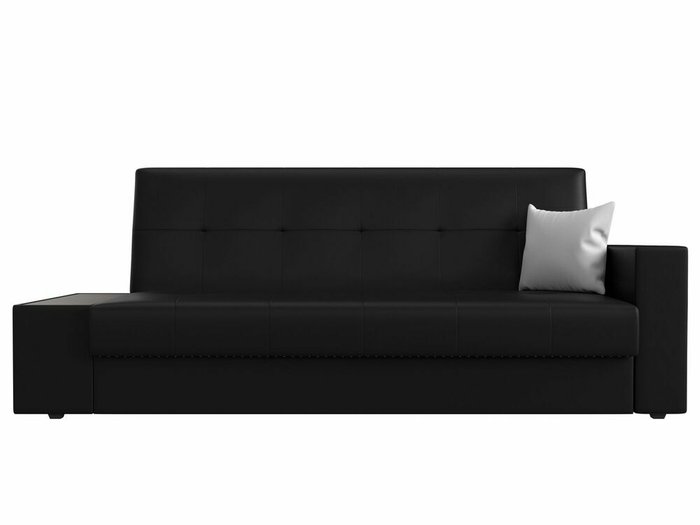Диван-кровать Лига 020 черного цвета со столом слева (экокожа) - купить Прямые диваны по цене 23999.0