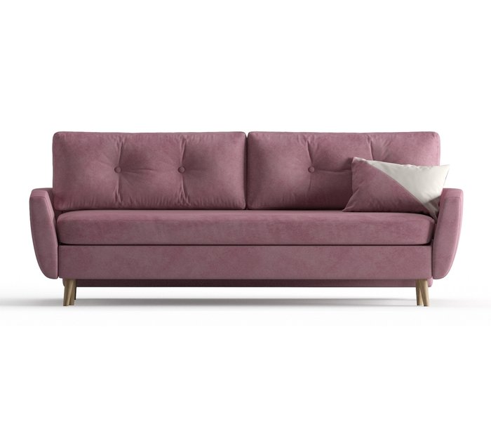 Диван-кровать Авиньон в обивке из велюра темно-розового цвета - купить Прямые диваны по цене 36990.0