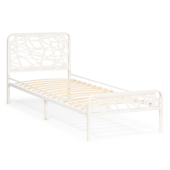 Кровать металлическая Кубо 90х200 белого цвета - купить Кровати для спальни по цене 19340.0