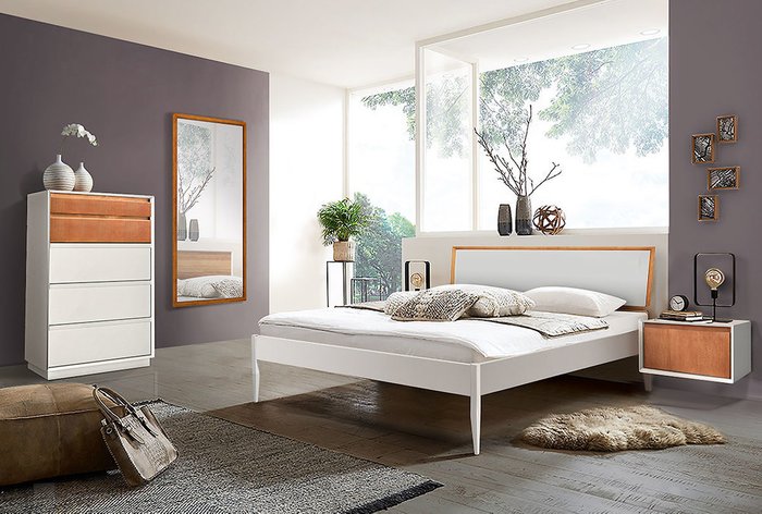 Кровать Кёльн 160х200 бело-коричневого цвета - лучшие Кровати для спальни в INMYROOM