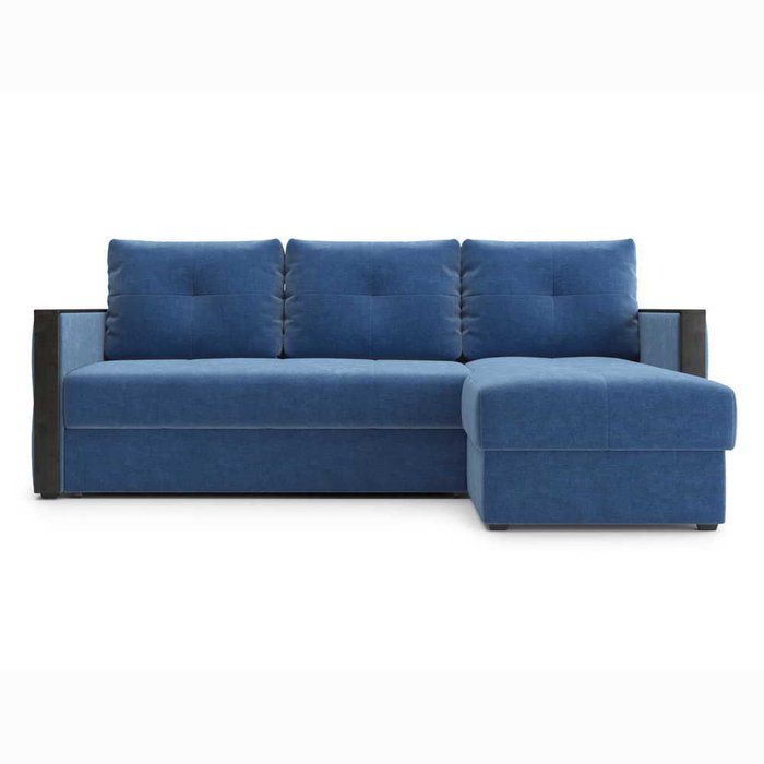 Угловой диван-кровать Винг синего цвета