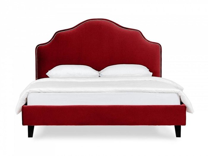 Кровать Queen II Victoria L 160х200 красного цвета с черными ножками  - купить Кровати для спальни по цене 56810.0
