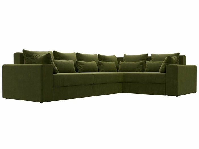 Угловой диван-кровать Майами Long зеленого цвета правый угол - лучшие Угловые диваны в INMYROOM