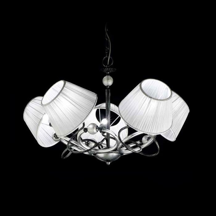 Подвесная люстра MM Lampadari Ombrello с плиссированными абажурами белого цвета