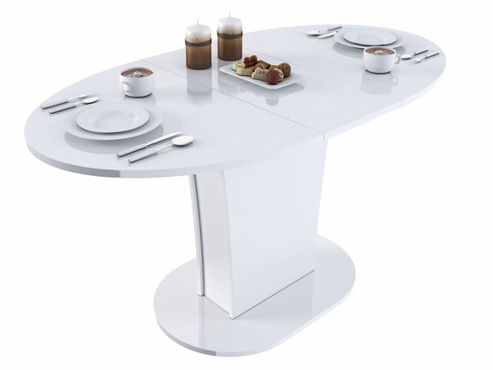 Стол обеденный раскладной Turin-5 белого цвета - купить Обеденные столы по цене 16530.0
