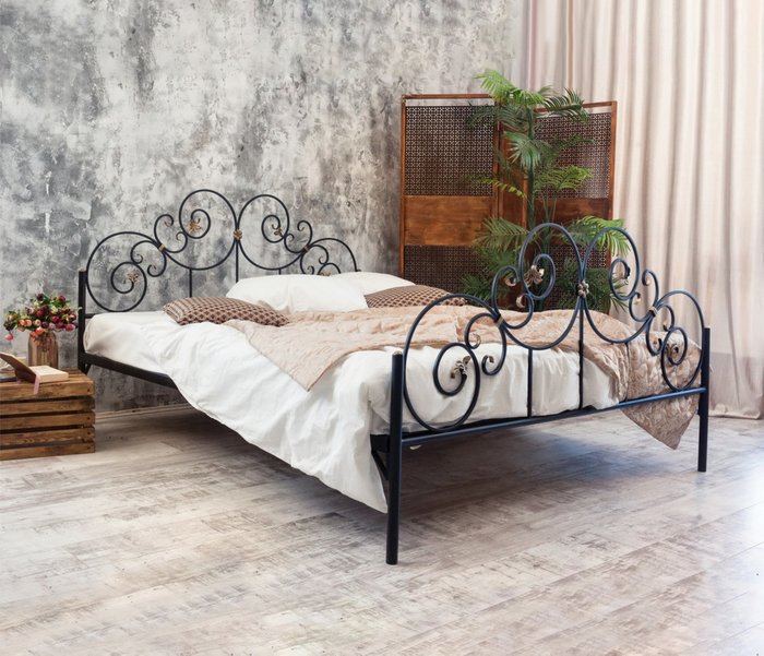 Кованая кровать Афина 160х200 черного цвета - лучшие Кровати для спальни в INMYROOM