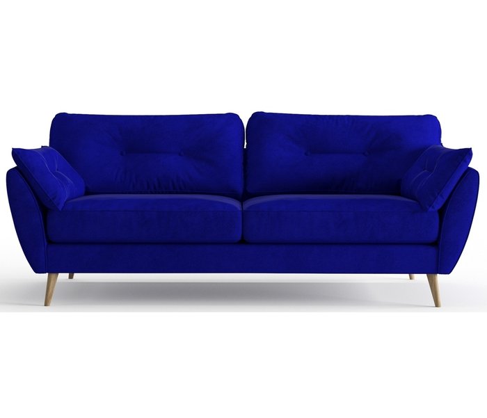 Диван из велюра Favorite синего цвета - купить Прямые диваны по цене 32490.0