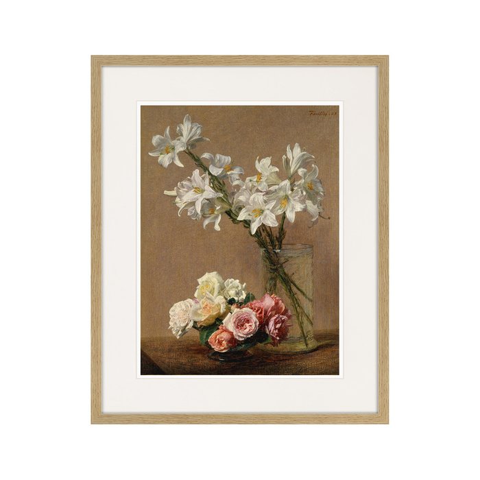 Репродукция картины Roses and Lilies 1888 г. - купить Картины по цене 3995.0