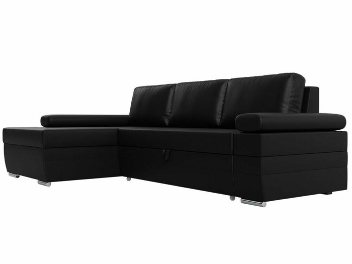 Угловой диван-кровать Канкун черного цвета (экокожа) левый угол - лучшие Угловые диваны в INMYROOM