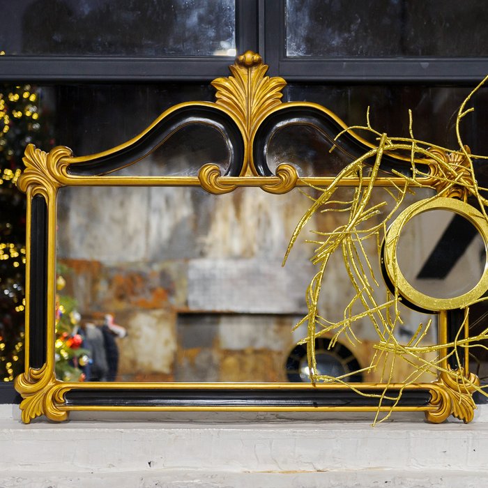 Настенное зеркало Франческо в раме черно-золотого цвета - купить Настенные зеркала по цене 32500.0