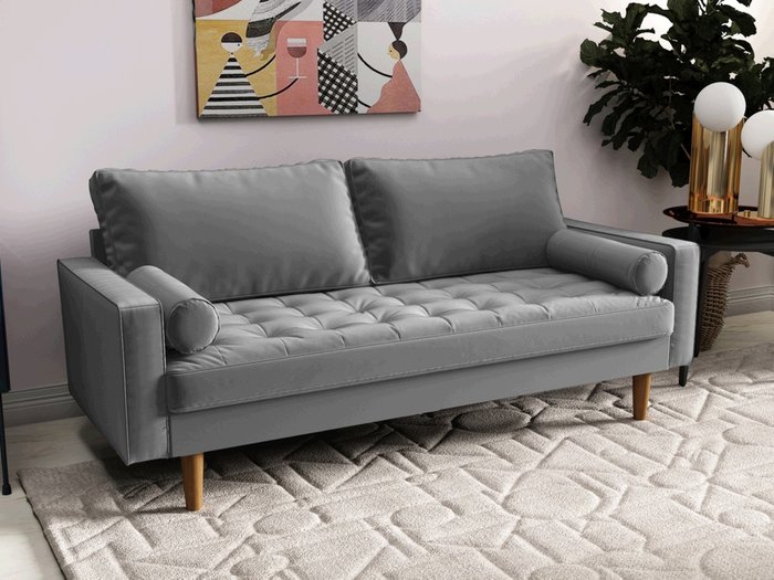 Диван Scott трехместный серого цвета - лучшие Прямые диваны в INMYROOM