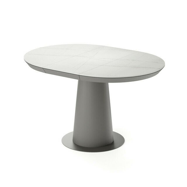 Раздвижной обеденный стол Зир S бело-серого цвета - купить Обеденные столы по цене 161053.0