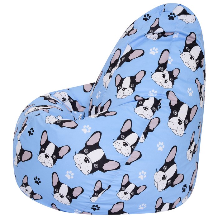 Кресло-мешок Груша 2XL Французский Бульдог голубого цвета  - купить Бескаркасная мебель по цене 5090.0