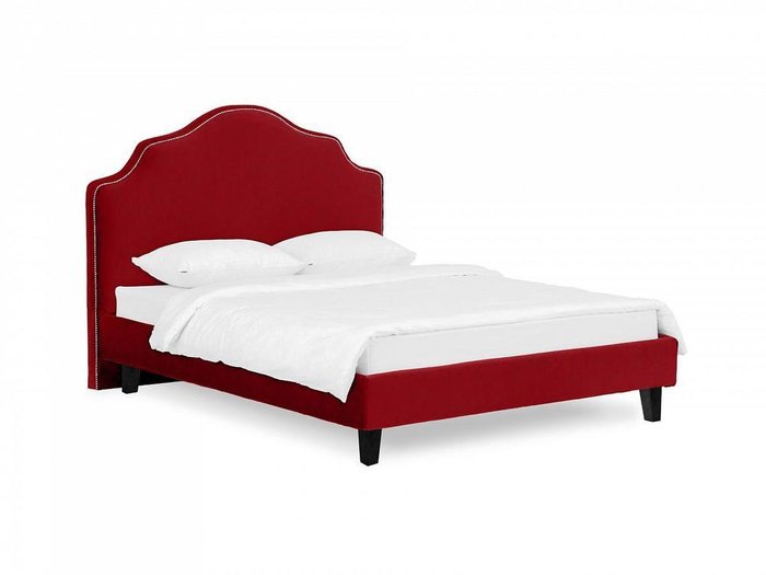 Кровать Queen II Victoria L 160х200 красного цвета с черными ножками 