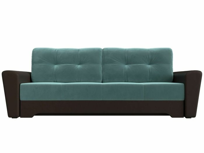 Диван-кровать Амстердам бирюзово-коричневого цвета (экокожа/ткань) - купить Прямые диваны по цене 39999.0