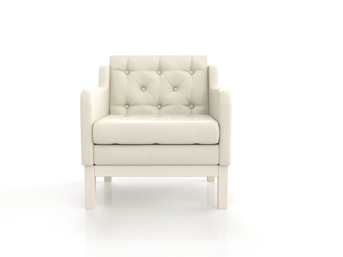 Кресло Айверс из массива сосны с обивкой белый кожзам - лучшие Интерьерные кресла в INMYROOM