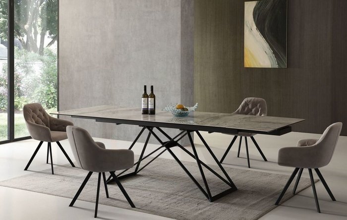 Раскладной обеденный стол Cross серого цвета - лучшие Обеденные столы в INMYROOM