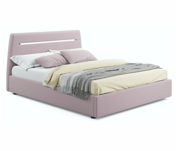 Кровать Neo 160х200 розового цвета с подъемным механизмом и подсветкой Кровать Neo 160х200 розового цвета с подъемным механизмом и подсветкой