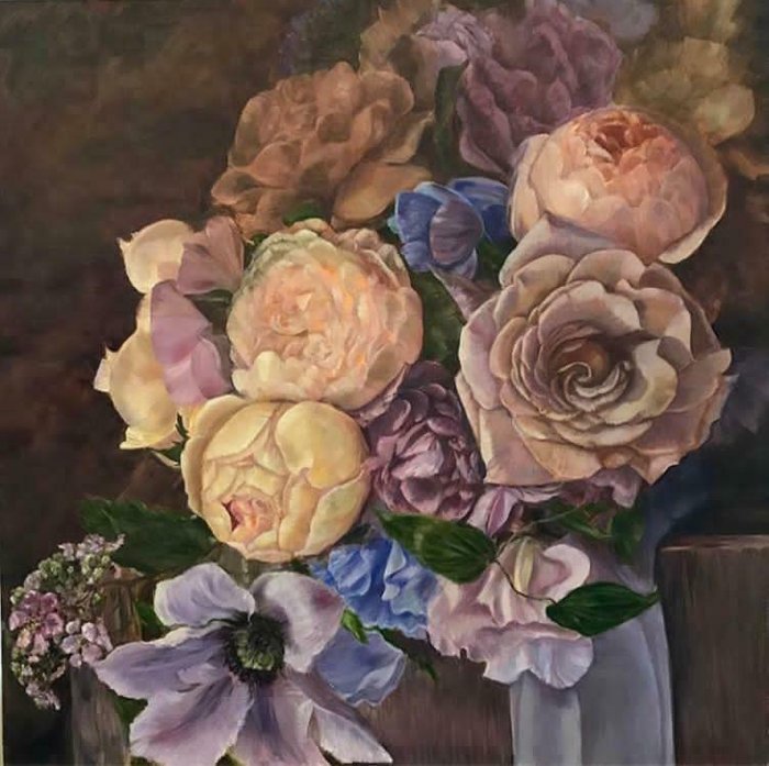 Картина Букет с розами на холсте