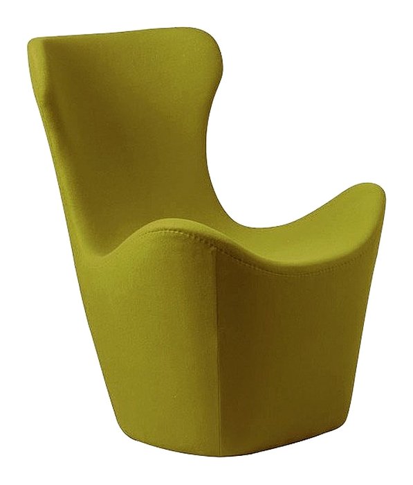 Кресло Papilio Lounge Chair из натурального кашемира оливкового цвета
