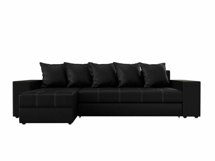 Угловой диван-кровать Дубай черного цвета (экокожа) левый угол - купить Угловые диваны по цене 54999.0