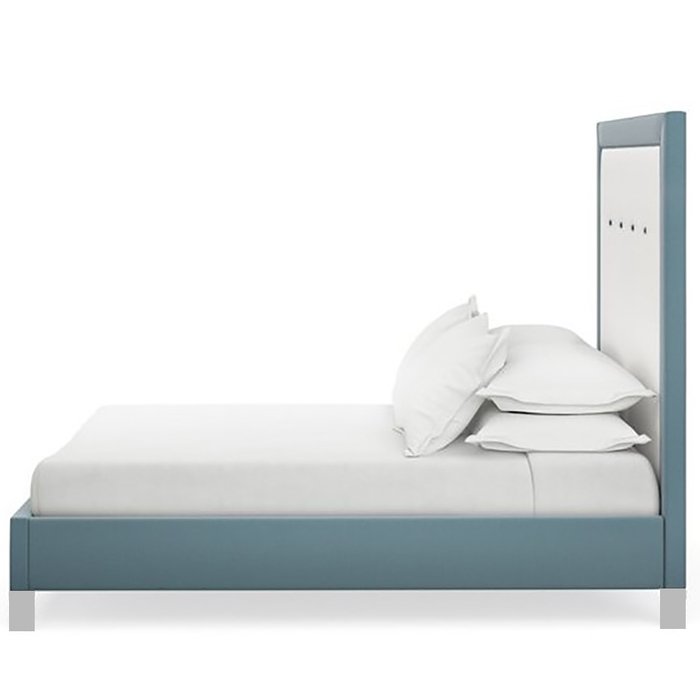 Кровать Penelopeс высокой спинкой бело-голубого цвета 180x200  - купить Кровати для спальни по цене 98000.0