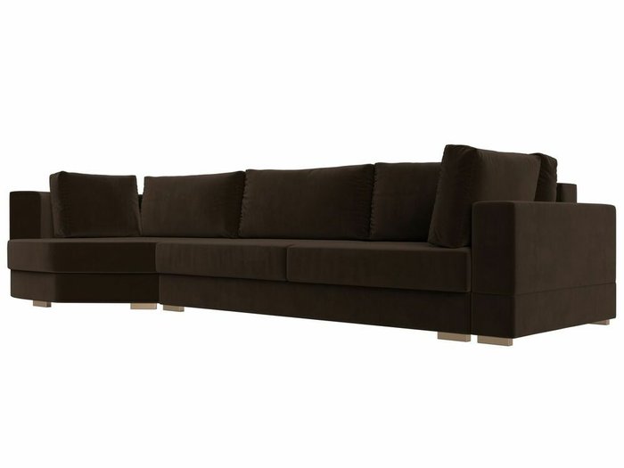 Угловой диван-кровать Лига 026 коричневого цвета левый угол