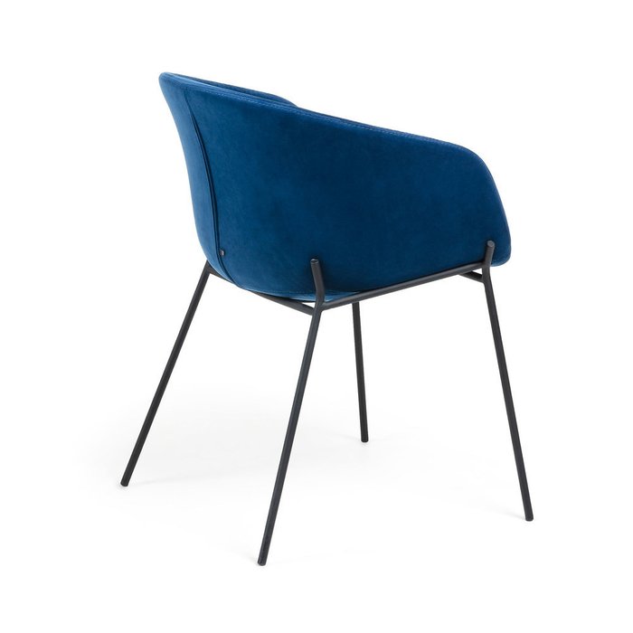 Стул Zadine из черного металла и синего бархата - лучшие Обеденные стулья в INMYROOM
