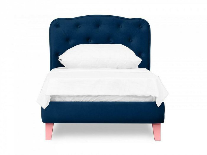 Кровать Candy 80х160 темно-синего цвета с розовыми ножками - купить Одноярусные кроватки по цене 28620.0