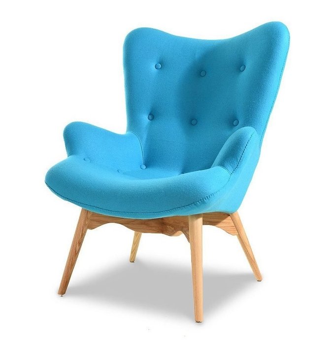 Кресло Contour с обивкой из ткани голубого цвета 