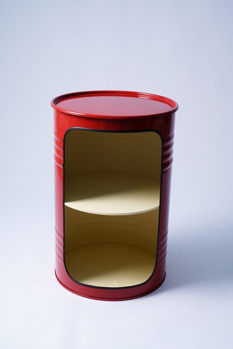 Тумба для хранения-бочка красно-бежевого цвета