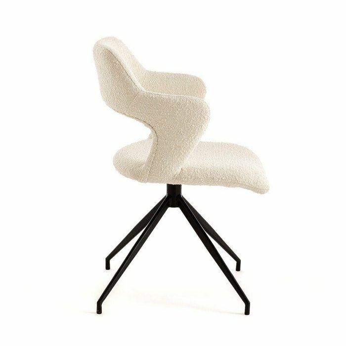 Кресло для столовой вращающееся из малой пряжи Asyar белого цвета - лучшие Интерьерные кресла в INMYROOM