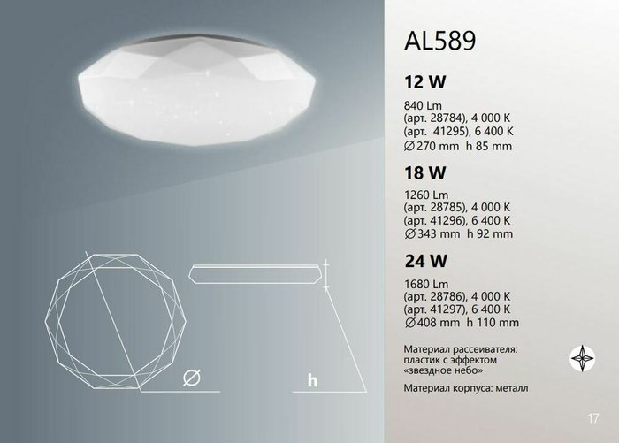 Потолочный светодиодный светильник Feron AL589 28786 - лучшие Потолочные светильники в INMYROOM