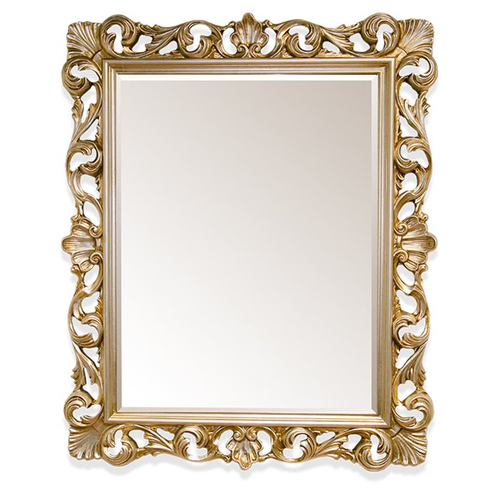 Настенное зеркало в раме золотого цвета