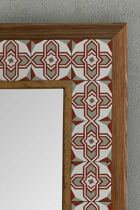 Настенное зеркало с каменной мозаикой 43x43 коричневого цвета - купить Настенные зеркала по цене 16871.0