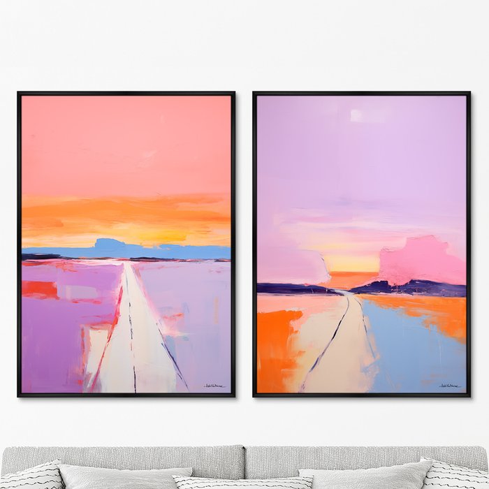 Набор из двух репродукций картин Landscape collection, Purple and pink, 2024г. - купить Картины по цене 49998.0