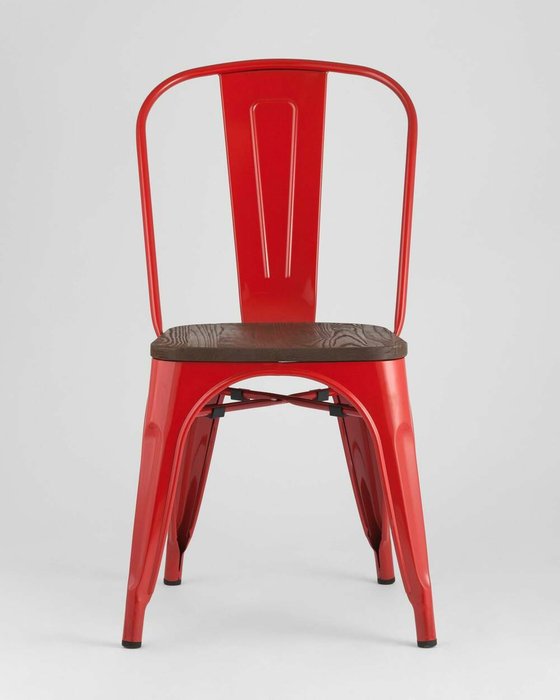 Стул Tolix Wood красного цвета - лучшие Обеденные стулья в INMYROOM