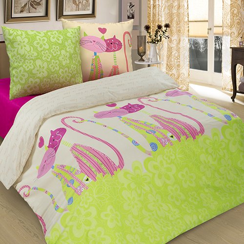 КПБ 'Традиция' 2,0 спальный, бязь, 100% хлопок, пл. 125 гр./кв.м. 'Кошки'