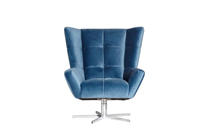 Кресло вращающееся с обивкой из велюра синего цвета