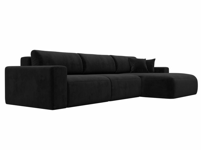 Угловой диван-кровать Лига 036 Классик Лонг черного цвета правый угол - лучшие Угловые диваны в INMYROOM