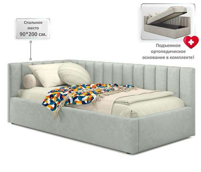 Кровать с подъемным механизмом Milena 90х200 серого цвета - купить Кровати для спальни по цене 22990.0