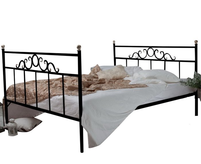 Кованая кровать Сандра 160х200 черного цвета