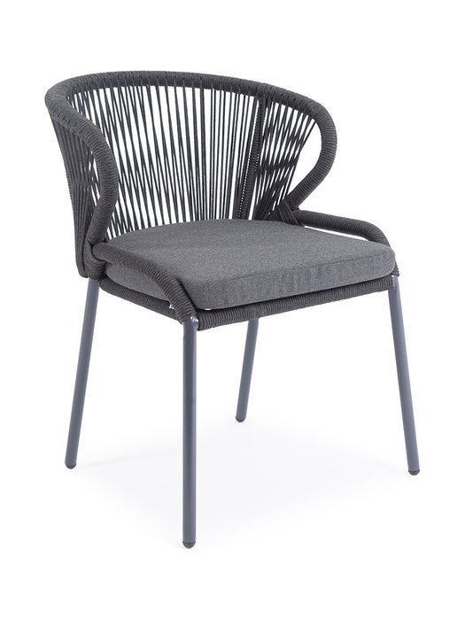 Плетеный стул Милан темно-серого цвета - лучшие Садовые стулья в INMYROOM